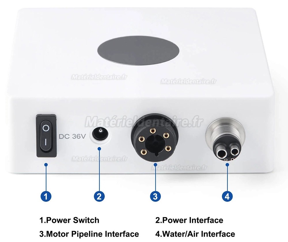 Moteur &eacute;lectrique sans balais &agrave; LED dentaire, 4 trous, trois modes : 16:1 / 1:1 / 1:5